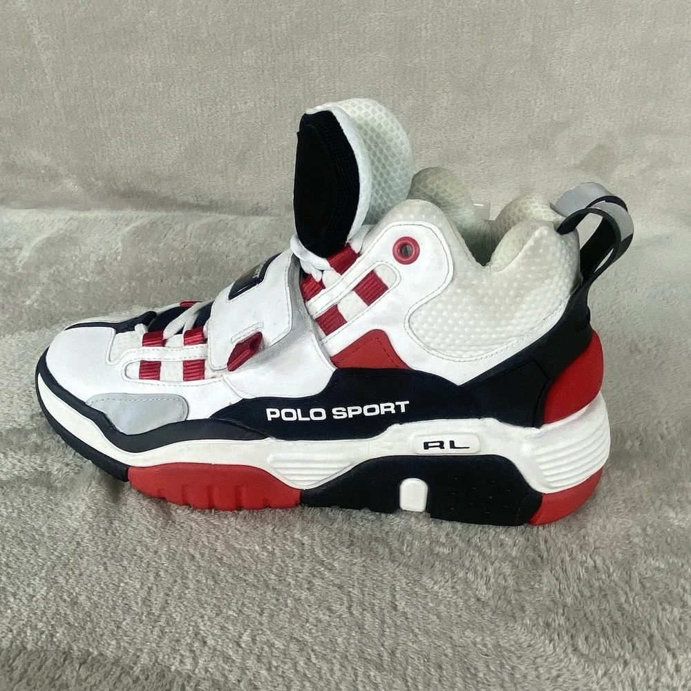 Polo by Ralph Lauren PS 100 Hi Top Shoes Mens Size 10.5 White Leather NEW